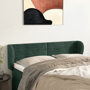 vidaXL Tăblie de pat cu aripioare verde închis 147x23x78/88 cm catifea imagine