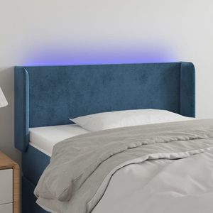 vidaXL Tăblie de pat cu LED, albastru închis, 93x16x78/88 cm, catifea imagine