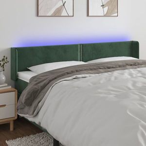 vidaXL Tăblie de pat cu LED, verde închis, 183x16x78/88 cm, catifea imagine