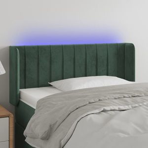 vidaXL Tăblie de pat cu LED, verde închis, 103x16x78/88 cm, catifea imagine