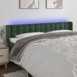 vidaXL Tăblie de pat cu LED, verde închis, 203x16x78/88 cm, catifea imagine