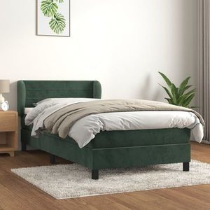 vidaXL Pat box spring cu saltea, verde închis, 80x200 cm, catifea imagine