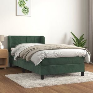 vidaXL Pat box spring cu saltea, verde închis, 100x200 cm, catifea imagine