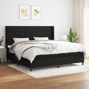 vidaXL Pat box spring cu saltea, negru, 200x200 cm, textil imagine