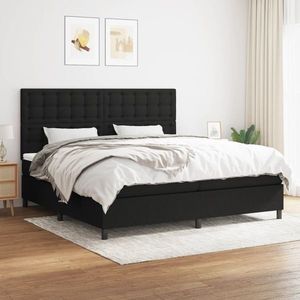 vidaXL Pat box spring cu saltea, negru, 200x200 cm, textil imagine