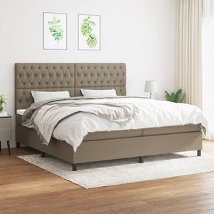 vidaXL Pat box spring cu saltea, gri taupe, 200x200 cm, textil imagine