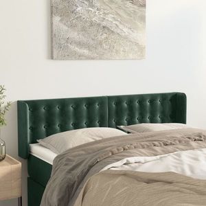 vidaXL Tăblie de pat cu aripioare verde închis 147x16x78/88 cm catifea imagine