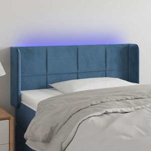 vidaXL Tăblie de pat cu LED, albastru închis, 83x16x78/88 cm, catifea imagine