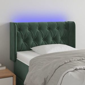 vidaXL Tăblie de pat cu LED, verde închis, 83x16x78/88 cm, catifea imagine