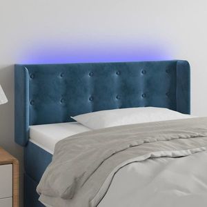 vidaXL Tăblie de pat cu LED, albastru închis, 103x16x78/88 cm, catifea imagine