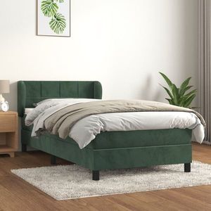 vidaXL Pat box spring cu saltea, verde închis, 80x200 cm, catifea imagine