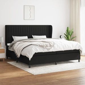 vidaXL Pat box spring cu saltea, negru, 200x200 cm, textil imagine