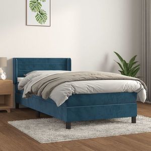 vidaXL Pat box spring cu saltea, albastru închis, 80x200 cm, catifea imagine