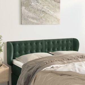 vidaXL Tăblie de pat cu aripioare verde închis 147x23x78/88 cm catifea imagine