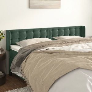 vidaXL Tăblie de pat cu aripioare verde închis 203x16x78/88 cm catifea imagine