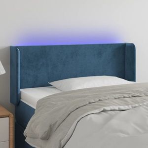 vidaXL Tăblie de pat cu LED, albastru închis, 83x16x78/88 cm, catifea imagine