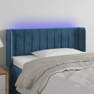 vidaXL Tăblie de pat cu LED, albastru închis, 93x16x78/88 cm, catifea imagine