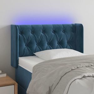 vidaXL Tăblie de pat cu LED, albastru închis, 83x16x78/88 cm, catifea imagine