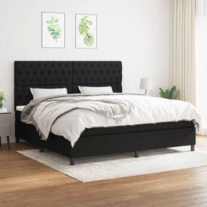 vidaXL Pat box spring cu saltea, negru, 200x200 cm, textil imagine