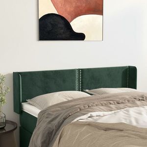 vidaXL Tăblie de pat cu aripioare verde închis 147x16x78/88 cm catifea imagine