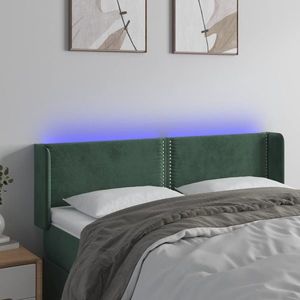 vidaXL Tăblie de pat cu LED, verde închis, 147x16x78/88 cm, catifea imagine