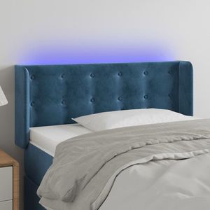 vidaXL Tăblie de pat cu LED, albastru închis, 93x16x78/88 cm, catifea imagine