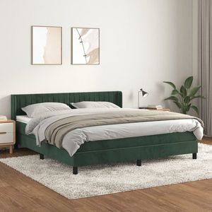 vidaXL Pat box spring cu saltea, verde închis, 180x200 cm, catifea imagine