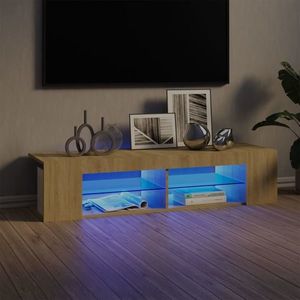 vidaXL Comodă TV cu lumini LED, stejar Sonoma, 135x39x30 cm imagine