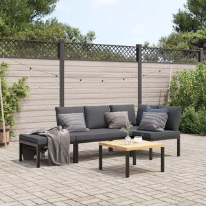 vidaXL Set mobilier de grădină cu perne, 4 piese, negru, aluminiu imagine