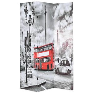 vidaXL Paravan cameră pliabil, 120x170 cm, autobuz londonez, negru/alb imagine