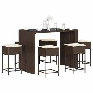 vidaXL Set mobilier de bar de gradină cu perne , 7 piese , maro imagine