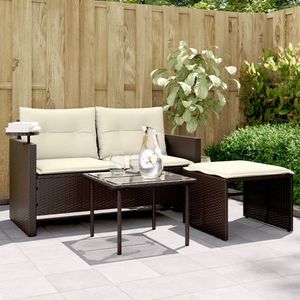 vidaXL Set mobilier de exterior, 3 piese, maro, poliratan imagine