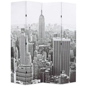 vidaXL Paravan cameră pliabil, 160x170 cm, New York pe zi, alb/negru imagine