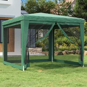 vidaXL Cort de petrecere cu 4 pereți din plasă, verde, 3x3 m, HDPE imagine