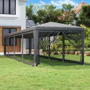 vidaXL Cort de petrecere cu 10 pereți din plasă, antracit, 3x12 m HDPE imagine