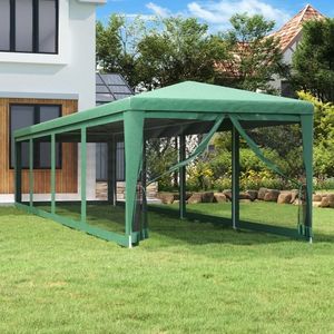 vidaXL Cort de petrecere cu 10 pereți din plasă, verde, 3x12 m, HDPE imagine