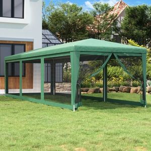 vidaXL Cort de petrecere cu 8 pereți din plasă, verde, 3x9 m, HDPE imagine