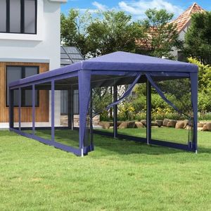 vidaXL Cort de petrecere cu 10 pereți din plasă, albastru, 3x12 m HDPE imagine