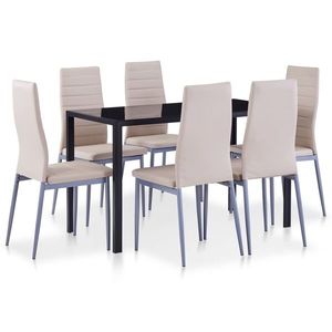 vidaXL Set mobilier de bucătărie, 7 piese, cappuccino imagine