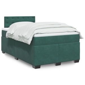 vidaXL Pat box spring cu saltea, verde închis, 120x190 cm, catifea imagine