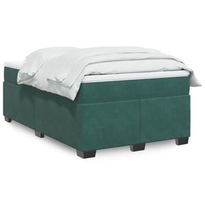 vidaXL Pat box spring cu saltea, verde închis, 120x190 cm, catifea imagine