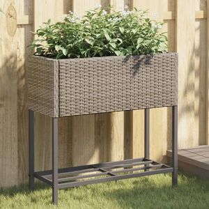 vidaXL Jardiniere de grădină cu raft 2 buc. gri 70x28x70cm poliratan imagine