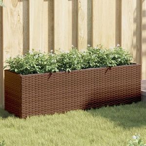 vidaXL Jardiniere grădină 3 ghivece 2 buc. maro 105x30x32 cm poliratan imagine