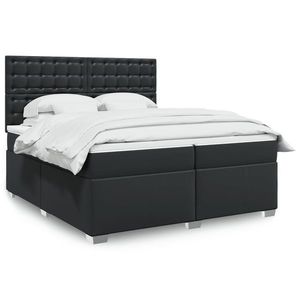 vidaXL Pat box spring cu saltea, negru, 200x200 cm, piele ecologică imagine