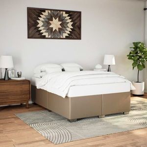 vidaXL Cadru de pat, cappuccino, 140x190 cm, piele ecologică imagine