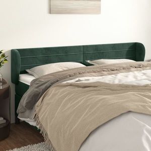 vidaXL Tăblie de pat cu aripioare verde închis 183x23x78/88 cm catifea imagine