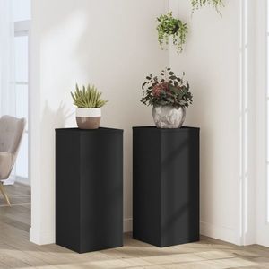 vidaXL Suporturi de plante, 2 buc., negru, 30x30x70 cm, lemn prelucrat imagine