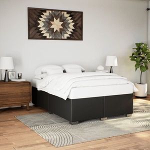 vidaXL Cadru de pat, negru, 140x190 cm, piele ecologică imagine