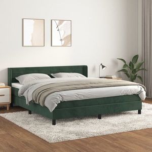 vidaXL Pat box spring cu saltea, verde închis, 180x200 cm, catifea imagine