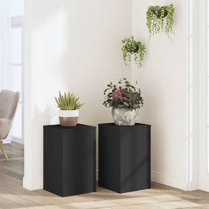 vidaXL Suporturi de plante, 2 buc., negru, 30x30x50 cm, lemn prelucrat imagine